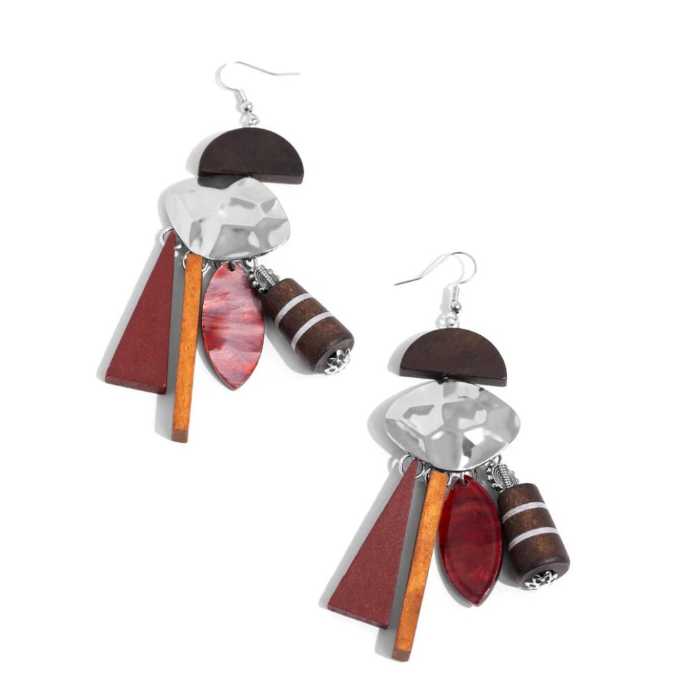 Paparazzi Textured Talisman Red Earrings
